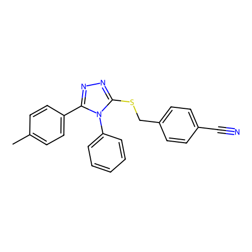 4-({[5-(4-methylphenyl)-4-phenyl-4H-1,2,4-triazol-3-yl]sulfanyl}methyl)benzonitrile structure