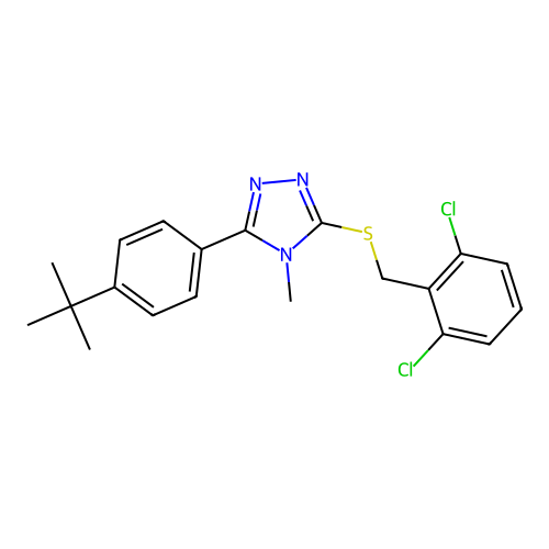 3-(4-(tert-butyl)phenyl)-5-((2,6-dichlorobenzyl)thio)-4-methyl-4H-1,2,4-triazole structure
