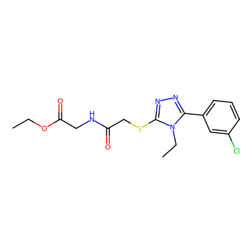 ethyl 2-(2-((5-(3-chlorophenyl)-4-ethyl-4H-1,2,4-triazol-3-yl)thio)acetamido)acetate structure