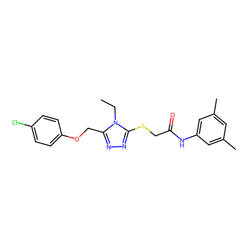 2-({5-[(4-chlorophenoxy)methyl]-4-ethyl-4H-1,2,4-triazol-3-yl}sulfanyl)-N-(3,5-dimethylphenyl)acetamide structure
