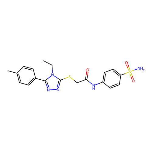 2-((4-ethyl-5-(p-tolyl)-4H-1,2,4-triazol-3-yl)thio)-N-(4-sulfamoylphenyl)acetamide structure