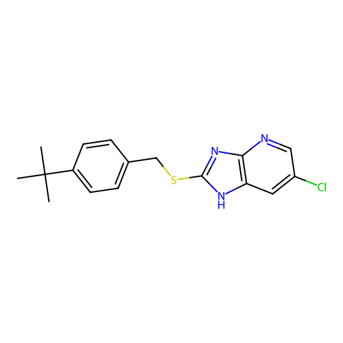 2-[(4-tert-butylbenzyl)sulfanyl]-6-chloro-1H-imidazo[4,5-b]pyridine structure