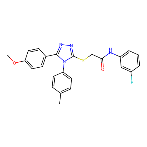 N-(3-fluorophenyl)-2-{[5-(4-methoxyphenyl)-4-(4-methylphenyl)-4H-1,2,4-triazol-3-yl]sulfanyl}acetamide structure