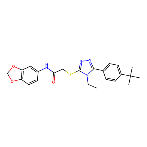 N-(1,3-benzodioxol-5-yl)-2-[[5-(4-tert-butylphenyl)-4-ethyl-1,2,4-triazol-3-yl]sulfanyl]acetamide structure