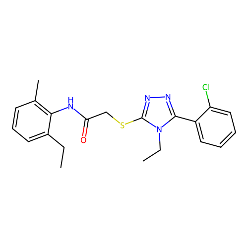 2-((5-(2-chlorophenyl)-4-ethyl-4H-1,2,4-triazol-3-yl)thio)-N-(2-ethyl-6-methylphenyl)acetamide structure