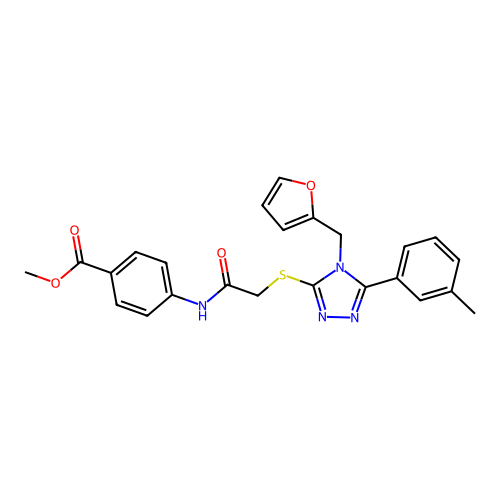methyl 4-(2-((4-(furan-2-ylmethyl)-5-(m-tolyl)-4H-1,2,4-triazol-3-yl)thio)acetamido)benzoate structure