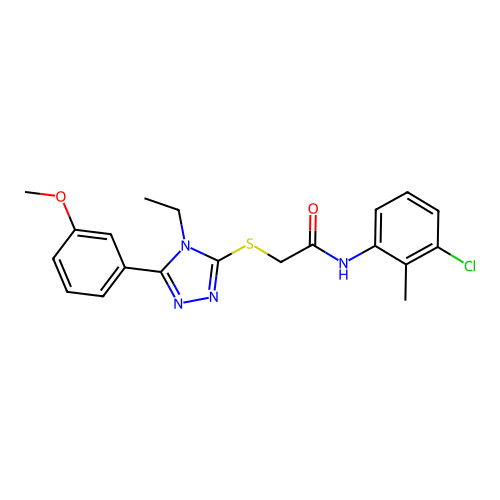 N-(3-chloro-2-methylphenyl)-2-{[4-ethyl-5-(3-methoxyphenyl)-4H-1,2,4-triazol-3-yl]sulfanyl}acetamide structure