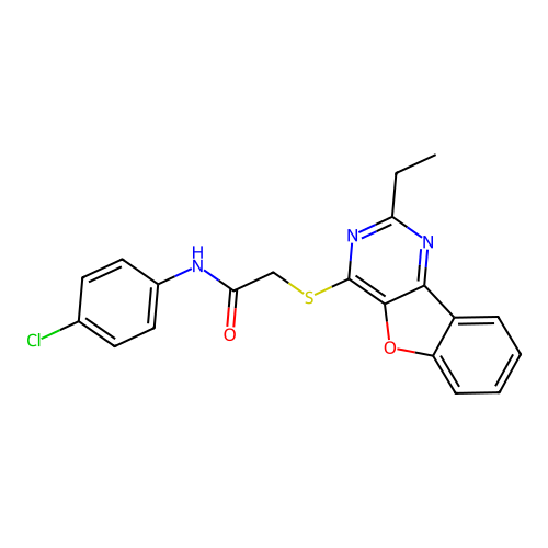 N-(4-chlorophenyl)-2-((2-ethylbenzofuro[3,2-d]pyrimidin-4-yl)thio)acetamide structure