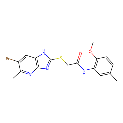 2-[(6-bromo-5-methyl-1H-imidazo[4,5-b]pyridin-2-yl)sulfanyl]-N-(2-methoxy-5-methylphenyl)acetamide structure