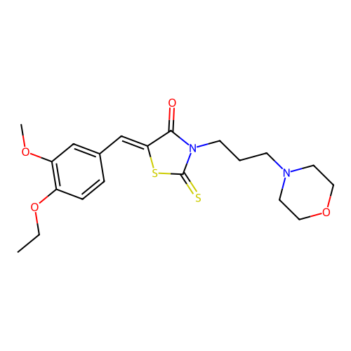 (5Z)-5-(4-ethoxy-3-methoxybenzylidene)-3-[3-(morpholin-4-yl)propyl]-2-thioxo-1,3-thiazolidin-4-one structure