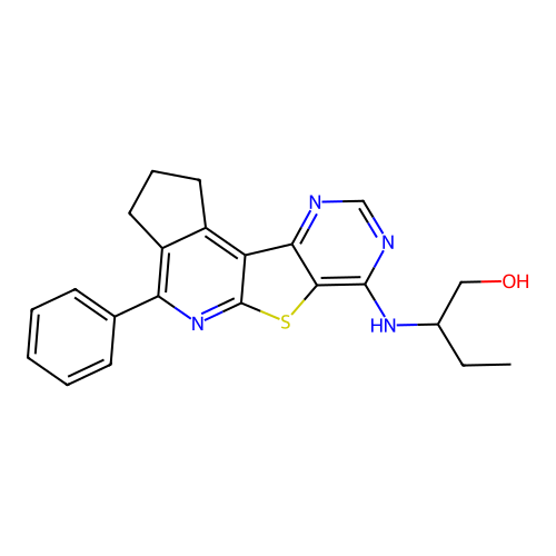 2-((4-phenyl-2,3-dihydro-1H-cyclopenta[4',5']pyrido[3',2':4,5]thieno[3,2-d]pyrimidin-7-yl)amino)butan-1-ol structure