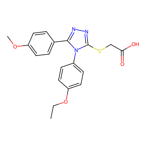 2-[4-(4-Ethoxyphenyl)-5-(4-methoxyphenyl)-1,2,4-triazol-3-ylthio]acetic acid structure