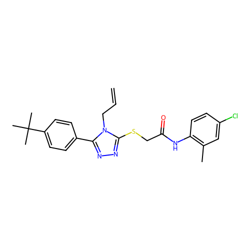 2-((4-allyl-5-(4-(tert-butyl)phenyl)-4H-1,2,4-triazol-3-yl)thio)-N-(4-chloro-2-methylphenyl)acetamide structure