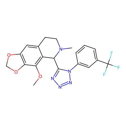 4-methoxy-6-methyl-5-(1-(3-(trifluoromethyl)phenyl)-1H-tetrazol-5-yl)-5,6,7,8-tetrahydro-[1,3]dioxolo[4,5-g]isoquinoline structure