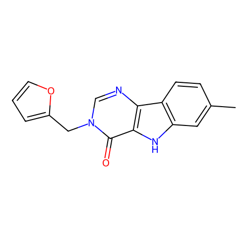 3-(furan-2-ylmethyl)-7-methyl-5H-pyrimido[5,4-b]indol-4-one structure