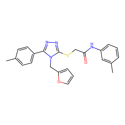 2-((4-(furan-2-ylmethyl)-5-(p-tolyl)-4H-1,2,4-triazol-3-yl)thio)-N-(m-tolyl)acetamide structure