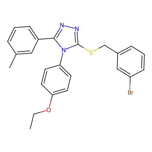 3-[(3-bromophenyl)methylsulfanyl]-4-(4-ethoxyphenyl)-5-(3-methylphenyl)-1,2,4-triazole structure