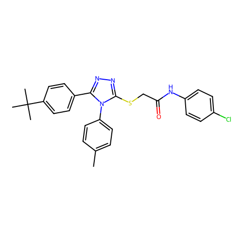 2-{[5-(4-tert-butylphenyl)-4-(4-methylphenyl)-4H-1,2,4-triazol-3-yl]sulfanyl}-N-(4-chlorophenyl)acetamide structure