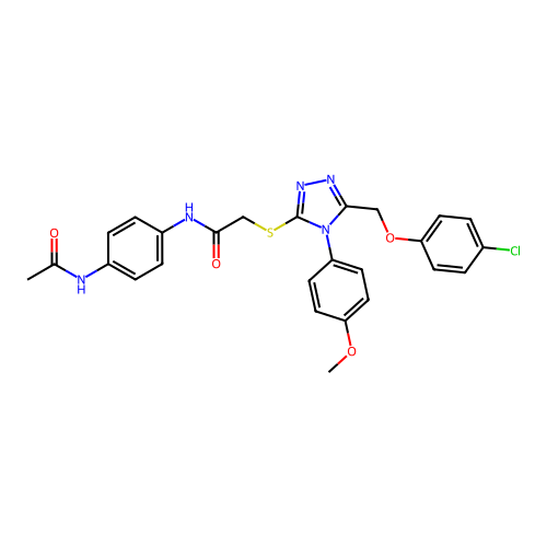 2-{[5-(4-chlorophenoxymethyl)-4-(4-methoxyphenyl)-4H-1,2,4-triazol-3-yl]sulfanyl}-N-(4-acetamidophenyl)acetamide structure