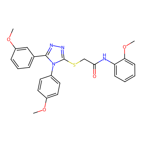 N-(2-methoxyphenyl)-2-{[5-(3-methoxyphenyl)-4-(4-methoxyphenyl)-4H-1,2,4-triazol-3-yl]sulfanyl}acetamide structure