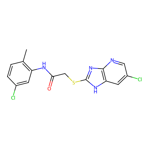 2-[(6-chloro-1H-imidazo[4,5-b]pyridin-2-yl)sulfanyl]-N-(5-chloro-2-methylphenyl)acetamide structure