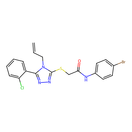 N-(4-bromophenyl)-2-[[5-(2-chlorophenyl)-4-prop-2-enyl-1,2,4-triazol-3-yl]sulfanyl]acetamide structure
