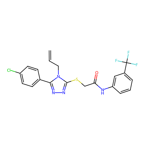 2-{[5-(4-chlorophenyl)-4-(prop-2-en-1-yl)-4H-1,2,4-triazol-3-yl]sulfanyl}-N-[3-(trifluoromethyl)phenyl]acetamide structure