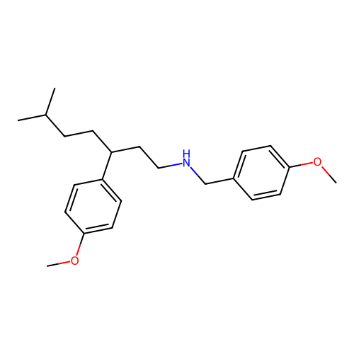 N-(4-methoxybenzyl)-3-(4-methoxyphenyl)-6-methylheptan-1-amine structure
