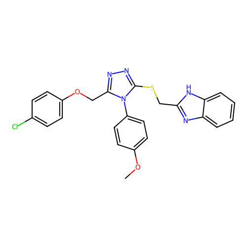 1-{[5-(benzimidazol-2-ylmethylthio)-4-(4-methoxyphenyl)(1,2,4-triazol-3-yl)]me thoxy}-4-chlorobenzene structure