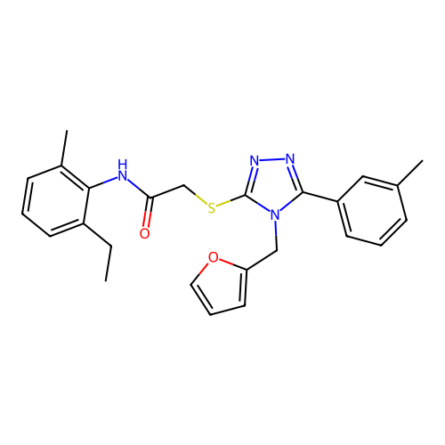 N-(2-ethyl-6-methylphenyl)-2-{[4-(furan-2-ylmethyl)-5-(3-methylphenyl)-4H-1,2,4-triazol-3-yl]sulfanyl}acetamide structure