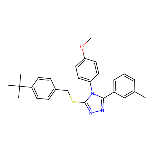 3-((4-(tert-butyl)benzyl)thio)-4-(4-methoxyphenyl)-5-(m-tolyl)-4H-1,2,4-triazole structure