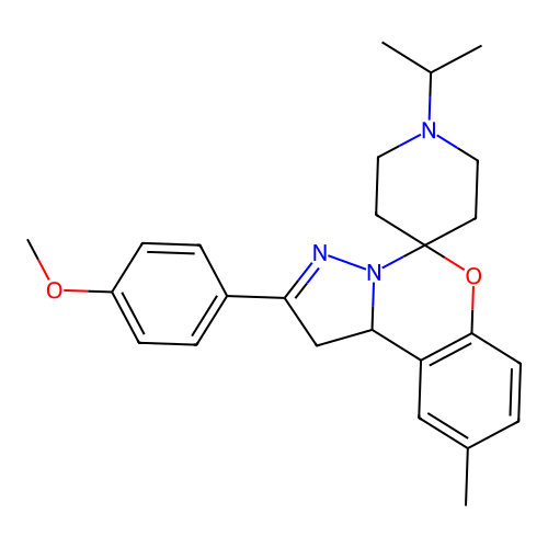 1'-isopropyl-2-(4-methoxyphenyl)-9-methyl-1,10b-dihydrospiro[benzo[e]pyrazolo[1,5-c][1,3]oxazine-5,4'-piperidine] structure
