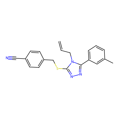 4-(((4-allyl-5-(m-tolyl)-4H-1,2,4-triazol-3-yl)thio)methyl)benzonitrile structure