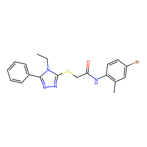N-(4-bromo-2-methylphenyl)-2-[(4-ethyl-5-phenyl-4H-1,2,4-triazol-3-yl)sulfanyl]acetamide structure