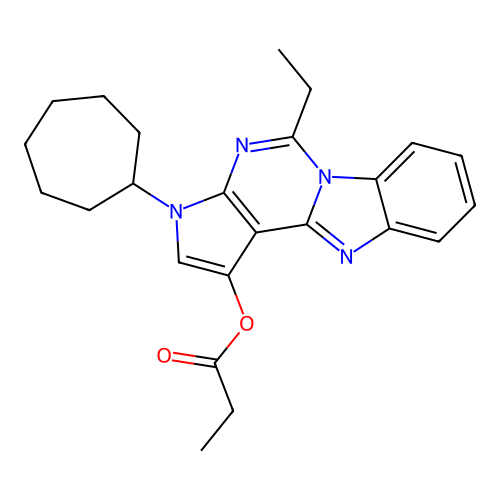 3-cycloheptyl-5-ethyl-3H-benzo[4,5]imidazo[1,2-c]pyrrolo[3,2-e]pyrimidin-1-yl propionate structure