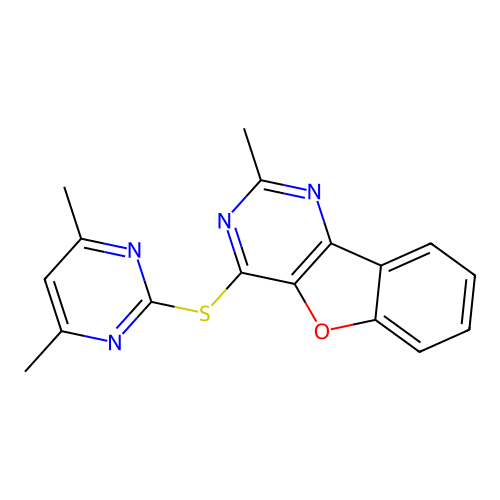 4-(4,6-Dimethylpyrimidin-2-yl)sulfanyl-2-methyl-[1]benzofuro[3,2-d]pyrimidine structure