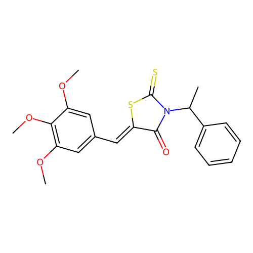 (5Z)-3-(1-phenylethyl)-2-thioxo-5-(3,4,5-trimethoxybenzylidene)-1,3-thiazolidin-4-one structure