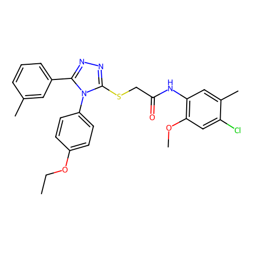 N-(4-chloro-2-methoxy-5-methylphenyl)-2-{[4-(4-ethoxyphenyl)-5-(3-methylphenyl)-4H-1,2,4-triazol-3-yl]sulfanyl}acetamide structure