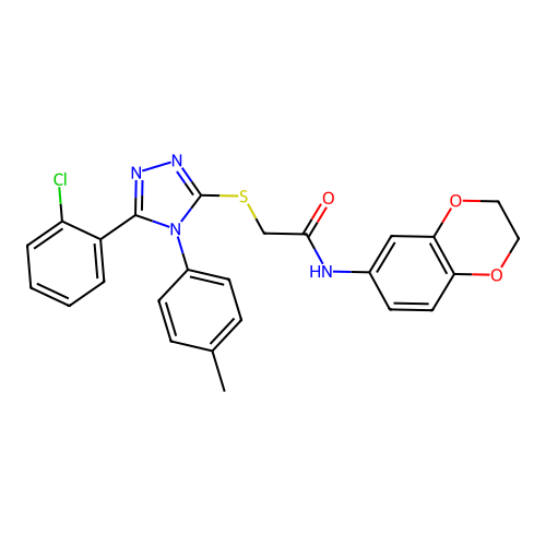 2-{[5-(2-chlorophenyl)-4-(4-methylphenyl)-4H-1,2,4-triazol-3-yl]sulfanyl}-N-(2,3-dihydro-1,4-benzodioxin-6-yl)acetamide structure