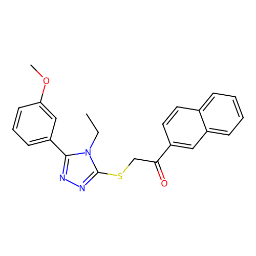 2-((4-ethyl-5-(3-methoxyphenyl)-4H-1,2,4-triazol-3-yl)thio)-1-(naphthalen-2-yl)ethanone structure