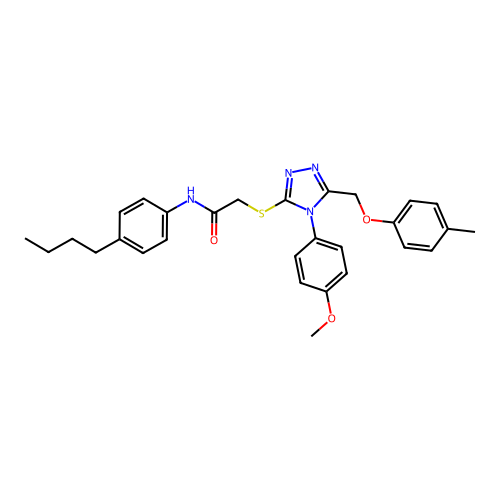 N-(4-butylphenyl)-2-((4-(4-methoxyphenyl)-5-((p-tolyloxy)methyl)-4H-1,2,4-triazol-3-yl)thio)acetamide structure