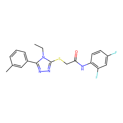 N-(2,4-difluorophenyl)-2-{[4-ethyl-5-(3-methylphenyl)-4H-1,2,4-triazol-3-yl]sulfanyl}acetamide structure