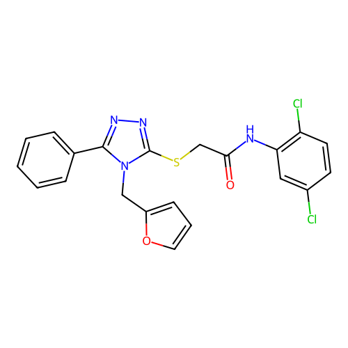 N-(2,5-dichlorophenyl)-2-{[4-(furan-2-ylmethyl)-5-phenyl-4H-1,2,4-triazol-3-yl]sulfanyl}acetamide structure