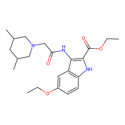 ethyl 3-(2-(3,5-dimethylpiperidin-1-yl)acetamido)-5-ethoxy-1H-indole-2-carboxylate structure