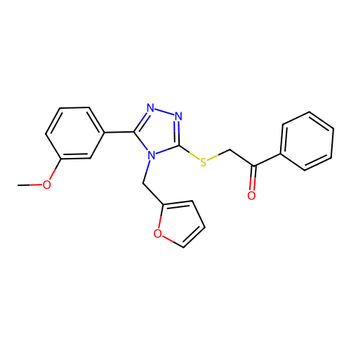 2-((4-(furan-2-ylmethyl)-5-(3-methoxyphenyl)-4H-1,2,4-triazol-3-yl)thio)-1-phenylethanone structure