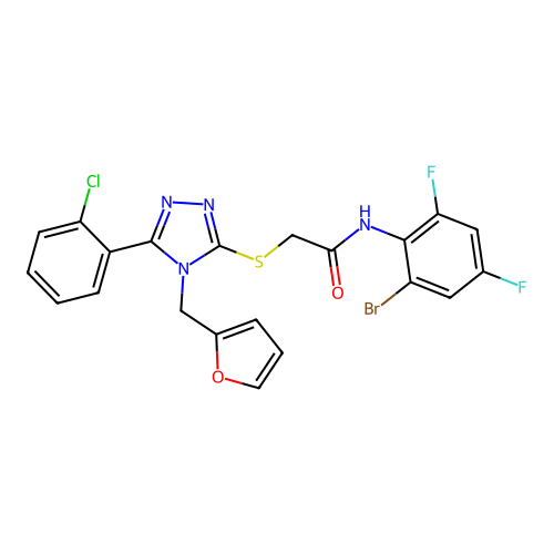 N-(2-bromo-4,6-difluorophenyl)-2-{[5-(2-chlorophenyl)-4-(furan-2-ylmethyl)-4H-1,2,4-triazol-3-yl]sulfanyl}acetamide structure