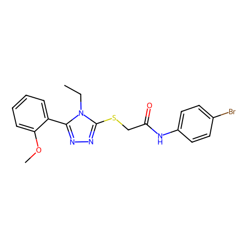 N-(4-bromophenyl)-2-[[4-ethyl-5-(2-methoxyphenyl)-1,2,4-triazol-3-yl]sulfanyl]acetamide structure