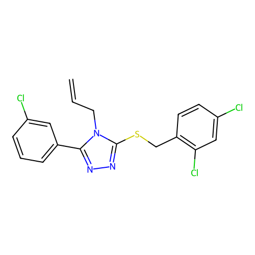 3-(3-chlorophenyl)-5-[(2,4-dichlorophenyl)methylsulfanyl]-4-prop-2-enyl-1,2,4-triazole structure