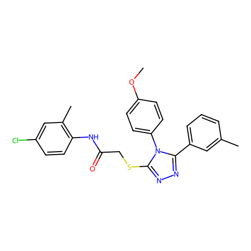 N-(4-chloro-2-methylphenyl)-2-{[4-(4-methoxyphenyl)-5-(3-methylphenyl)-4H-1,2,4-triazol-3-yl]sulfanyl}acetamide structure