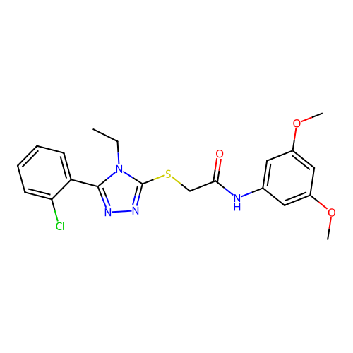 2-[[5-(2-chlorophenyl)-4-ethyl-1,2,4-triazol-3-yl]sulfanyl]-N-(3,5-dimethoxyphenyl)acetamide structure
